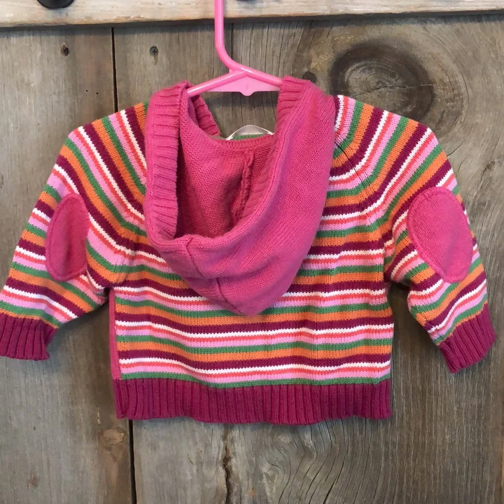 Children’s Place Stripe Colorblock Zippered Hooded Sweater Pink 3-6 months